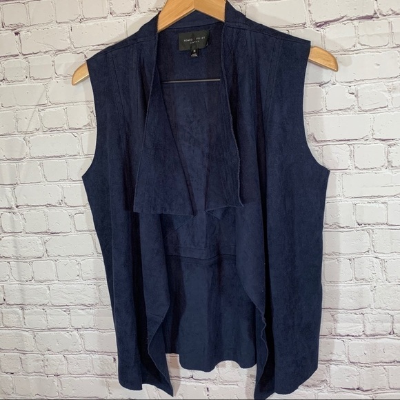 Romeo & Juliet Couture Faux Blue Suede Vest Medium - Picture 2 of 9